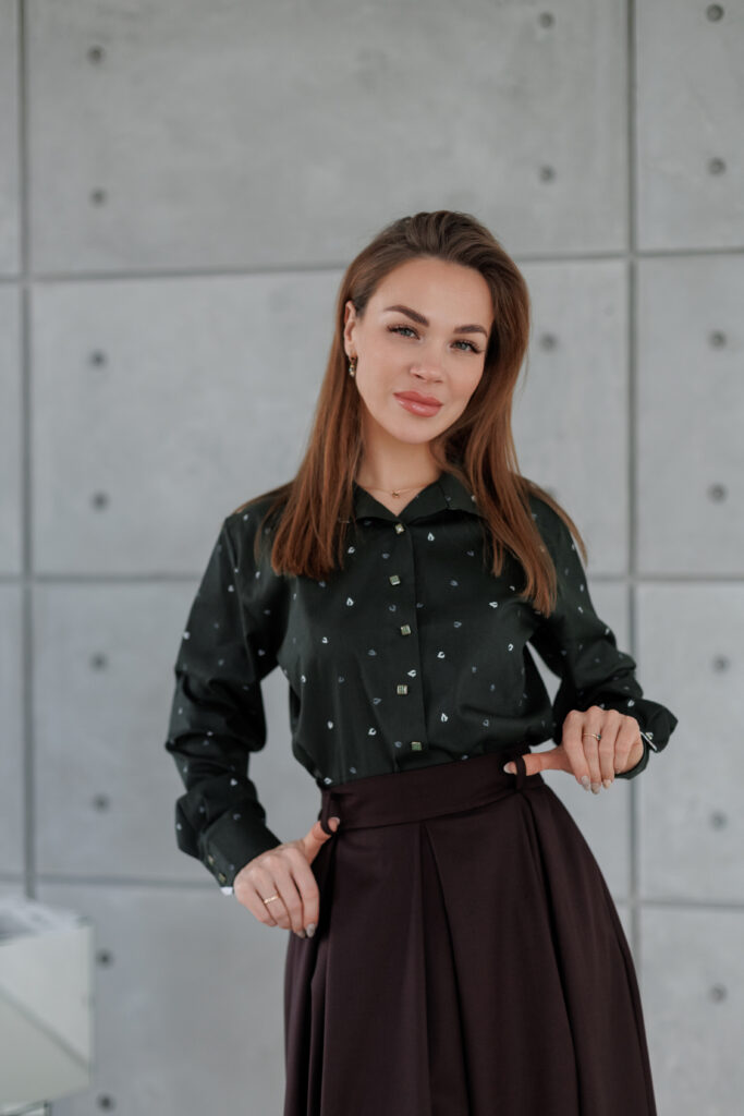 Рубашка «Листва» в зеленом