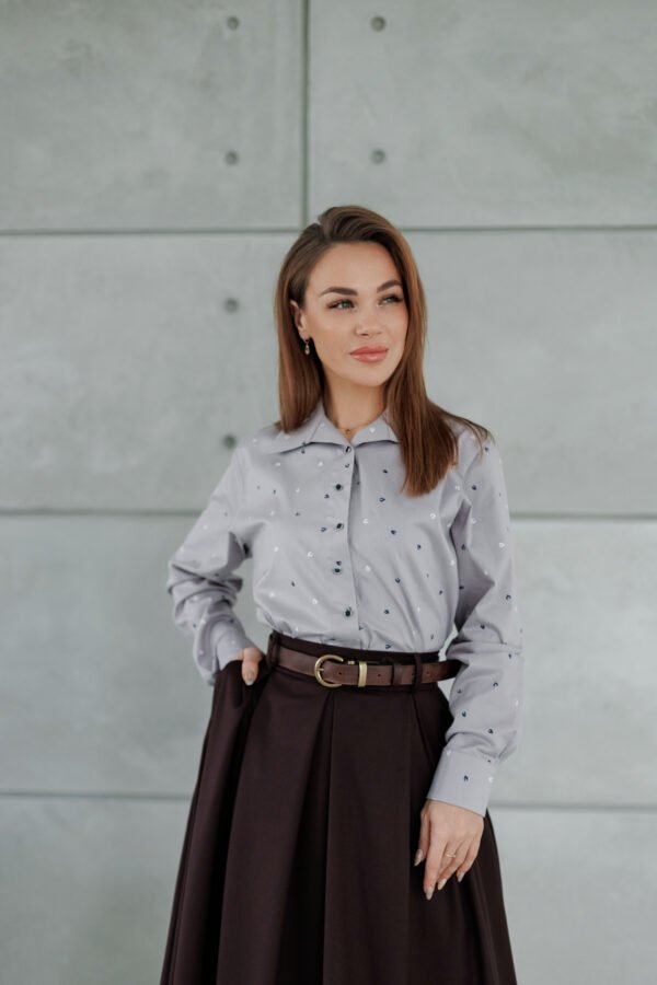 Рубашка «Листва» в пепельно-сиреневом