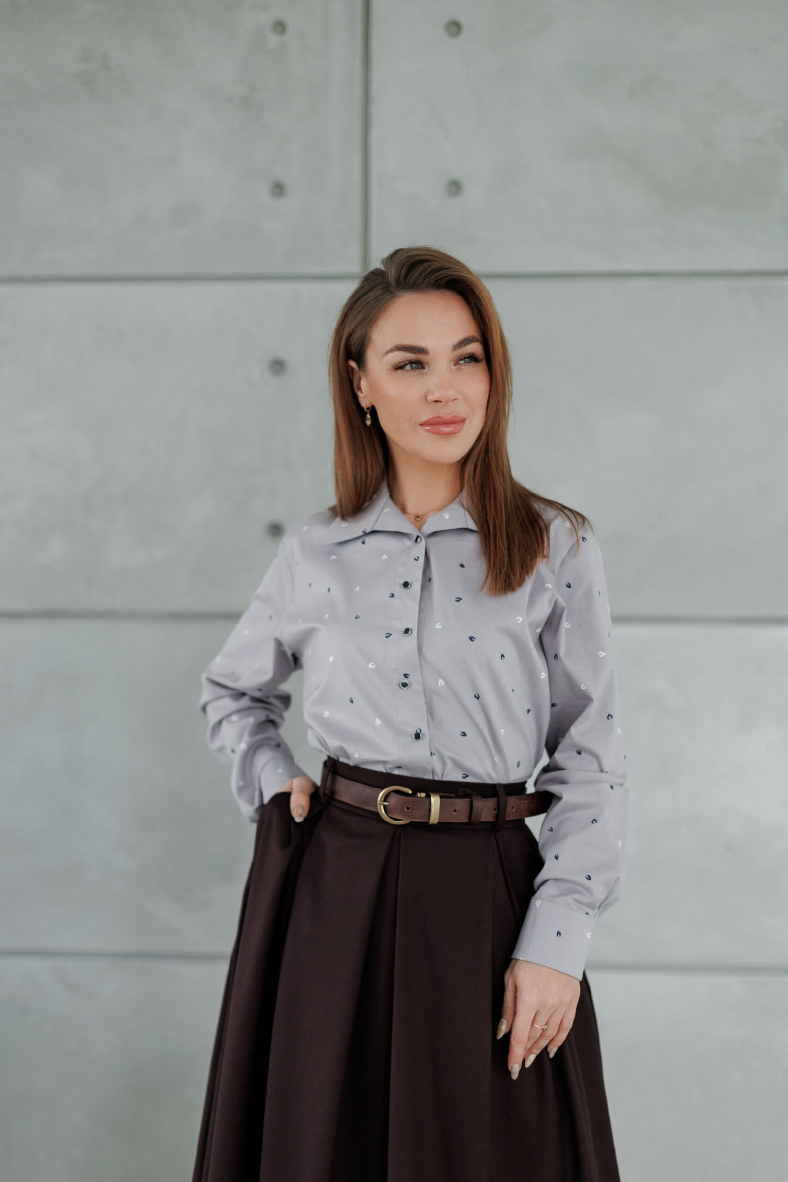 Рубашка «Листва» в пепельно-сиреневом